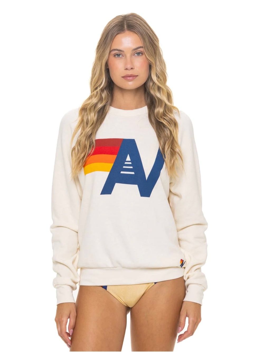 NWT - Aviator Nation - Logo Crew Sweatshirt - vintage white